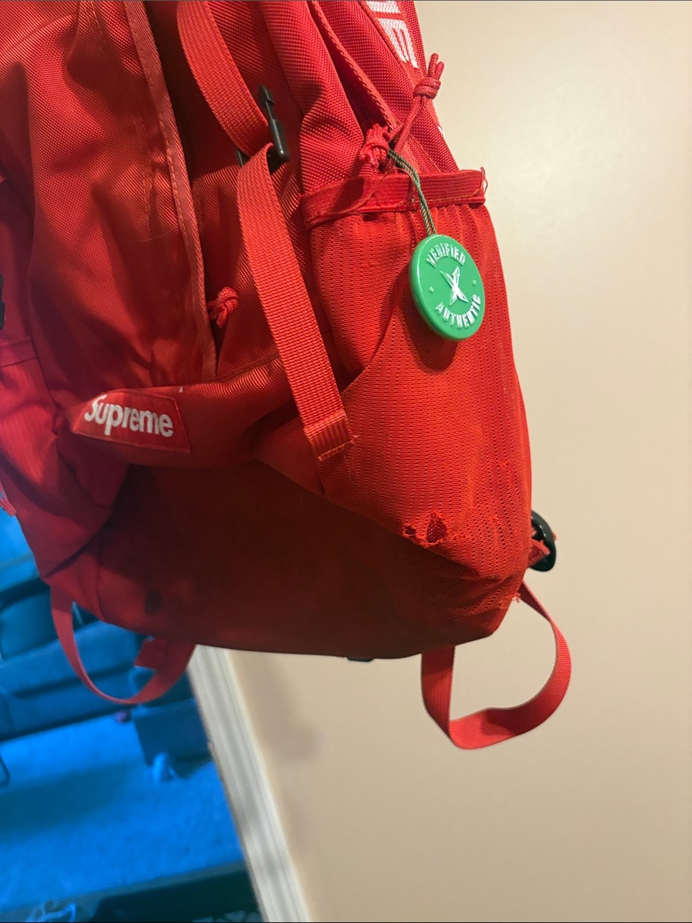 Supreme Red Backpack with Logo - Picture 3 of 4